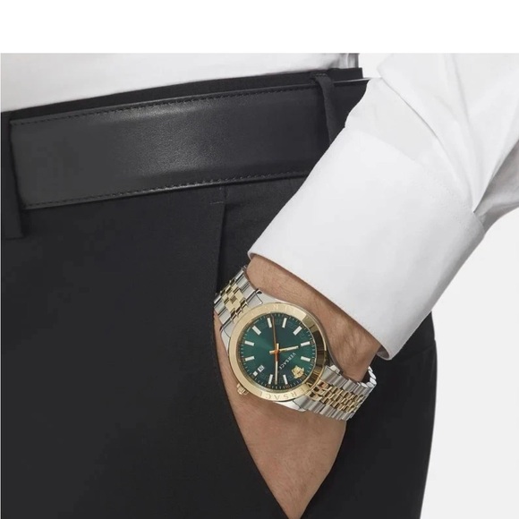 Versace Hellenyium Two Tone Green Dial Watch - Picture 14 of 14